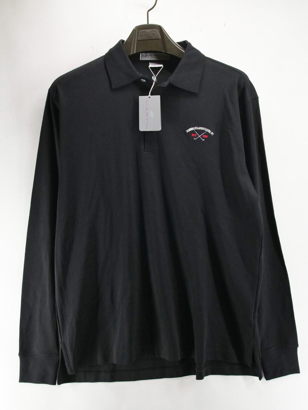 NWT Martin Golf Apparel Long Sleeve Polo Mens S Black Pima Cotton Donnelly Assc.